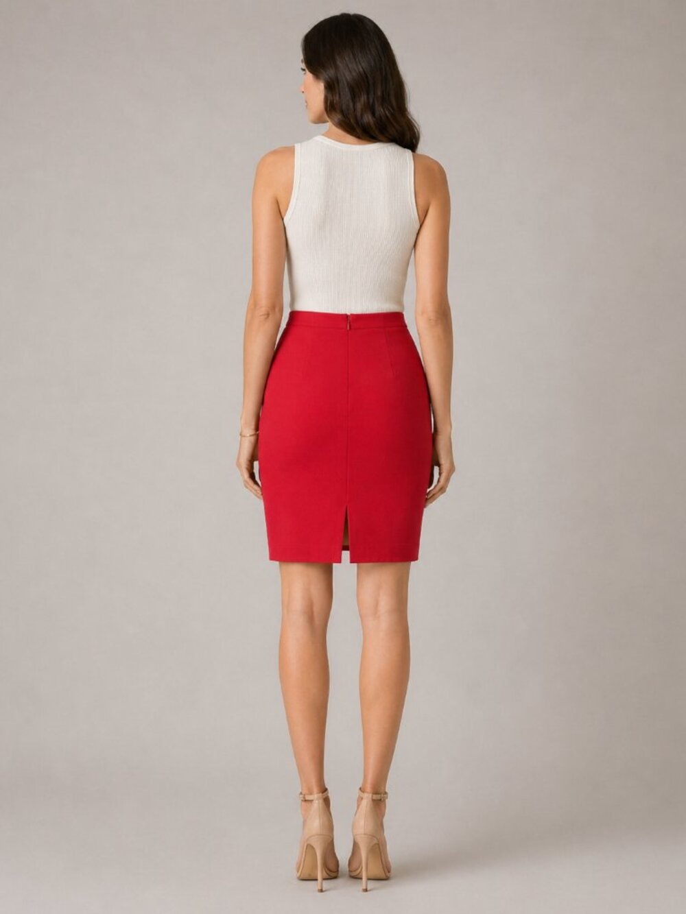 Tahari Women’s Red Mini Pencil Skirt Size L 100% Wool - Picture 7 of 11